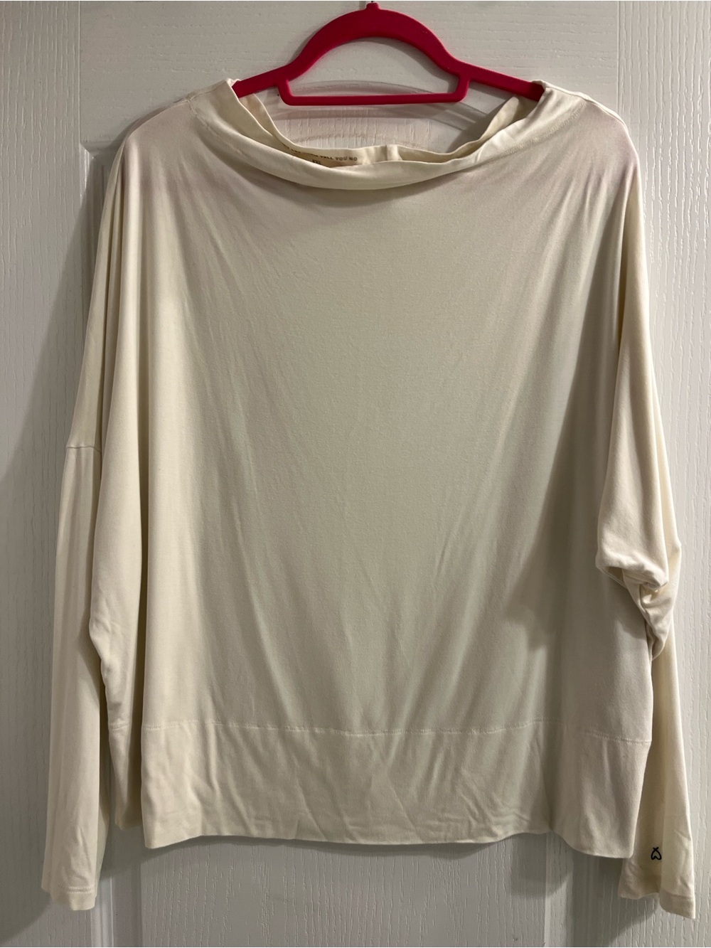 Stella & Dot Cream Long-Sleeve Draped Boatneck Top